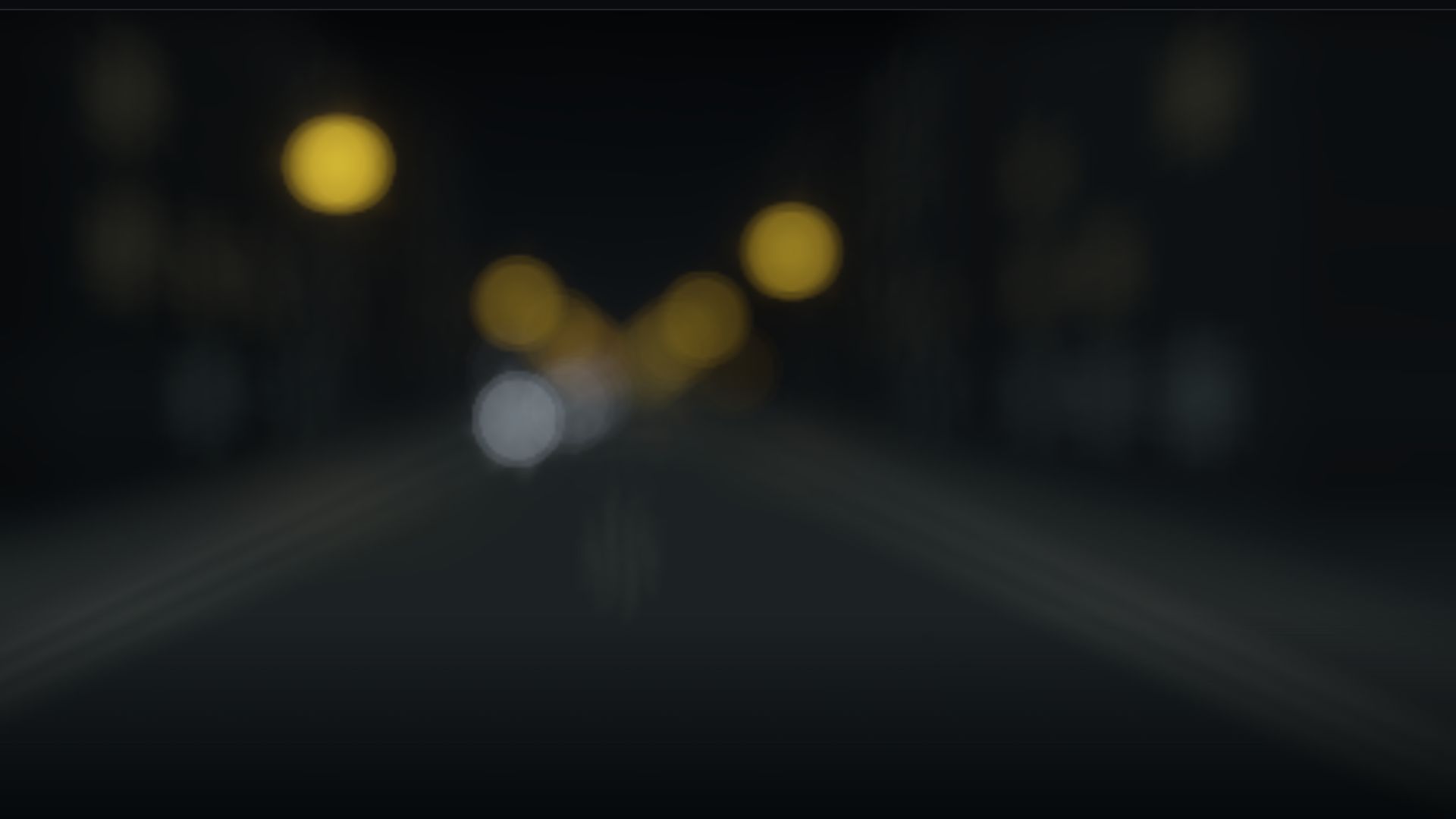 光が花火状ににじむ夜道を走るRAGAN RUNのゲーム画面